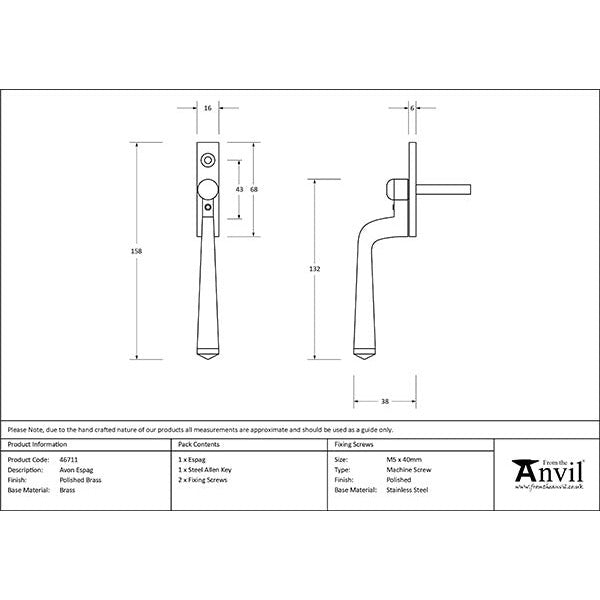 From The Anvil - Avon Espag - Polished Brass - 46711 - Choice Handles