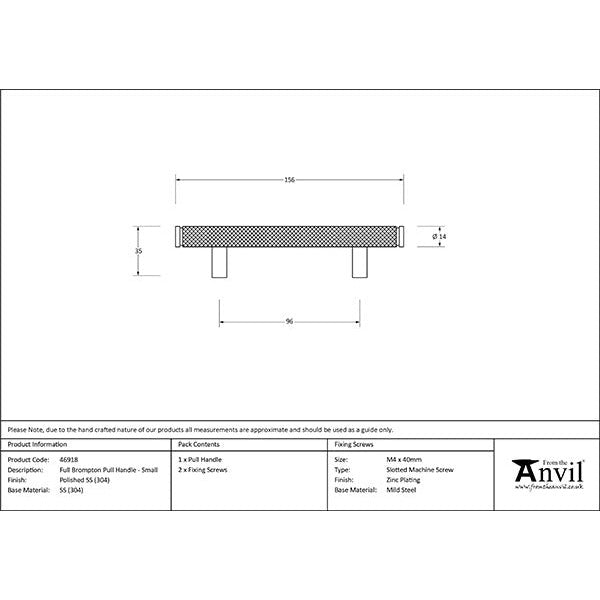 From The Anvil - Full Brompton Pull Handle - Small - Polished Stainless Steel - 46918 - Choice Handles