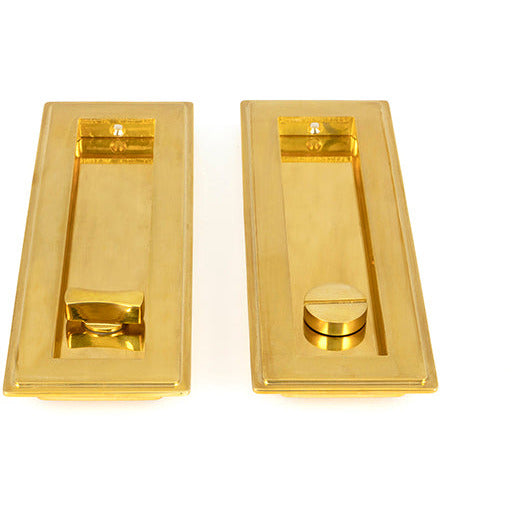 From The Anvil - 175mm Art Deco Rectangular Pull - Privacy Set - Polished Brass - 47161 - Choice Handles