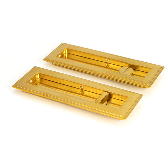 From The Anvil - 175mm Art Deco Rectangular Pull - Privacy Set - Polished Brass - 47161 - Choice Handles