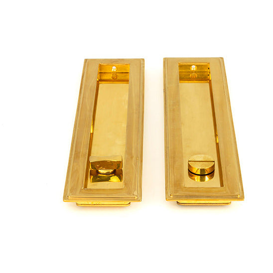 From The Anvil - 250mm Art Deco Rectangular Pull - Privacy Set - Polished Brass - 47162 - Choice Handles