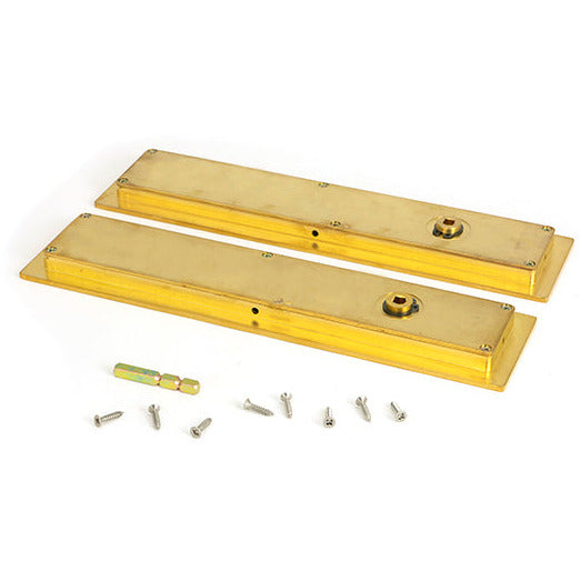 From The Anvil - 250mm Plain Rectangular Pull - Privacy Set - Polished Brass - 47164 - Choice Handles