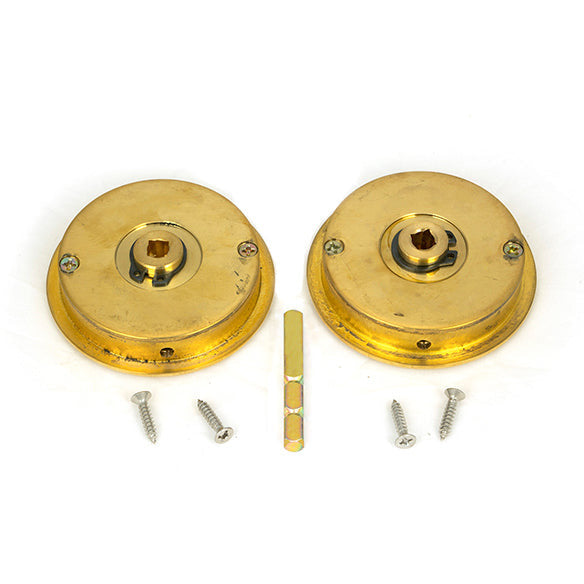 From The Anvil - 60mm Art Deco Round Pull - Privacy Set - Polished Brass - 47169 - Choice Handles