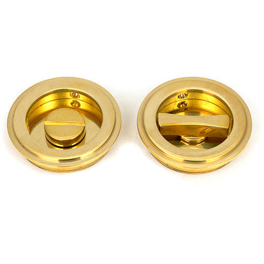 From The Anvil - 60mm Art Deco Round Pull - Privacy Set - Polished Brass - 47169 - Choice Handles