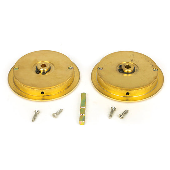 From The Anvil - 75mm Art Deco Round Pull - Privacy Set - Polished Brass - 47170 - Choice Handles