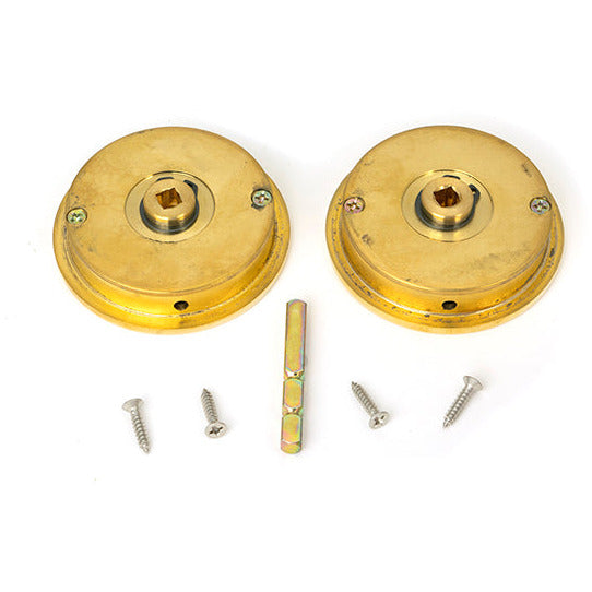 From The Anvil - 60mm Plain Round Pull - Privacy Set - Polished Brass - 47171 - Choice Handles