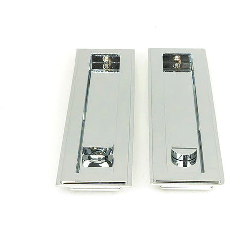 From The Anvil - 250mm Art Deco Rectangular Pull -Privacy Set - Polished Chrome - 47180 - Choice Handles