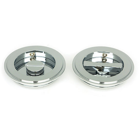 From The Anvil - 75mm Art Deco Round Pull - Privacy Set - Polished Chrome - 47188 - Choice Handles