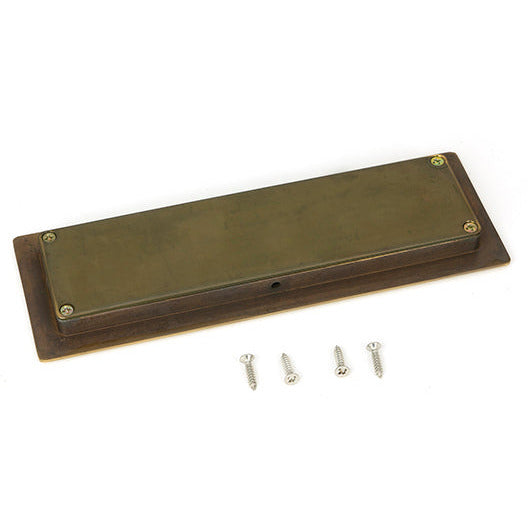 From The Anvil - 175mm Art Deco Rectangular Pull - Aged Brass - 48300 - Choice Handles