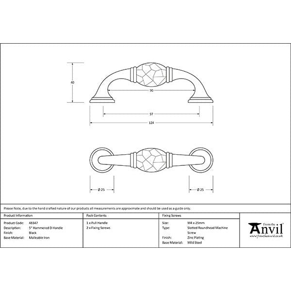 From The Anvil - 5" Hammered D Handle - Black - 48347 - Choice Handles