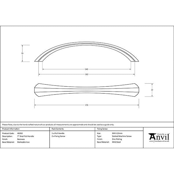 From The Anvil - 7" Shell Pull Handle - Beeswax - 48350 - Choice Handles