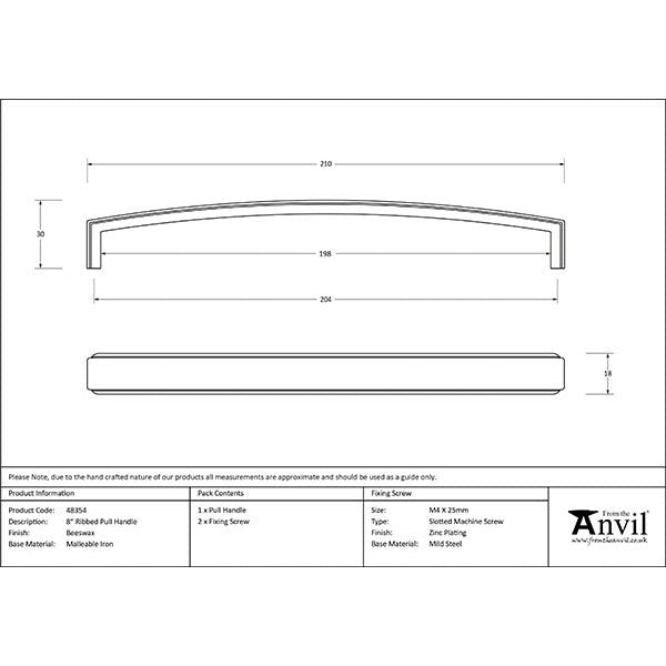 From The Anvil - 9" Ribbed Pull Handle - Beeswax - 48354 - Choice Handles