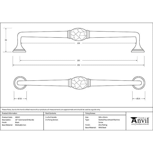 From The Anvil - 10" Hammered D Handle - Black - 48357 - Choice Handles