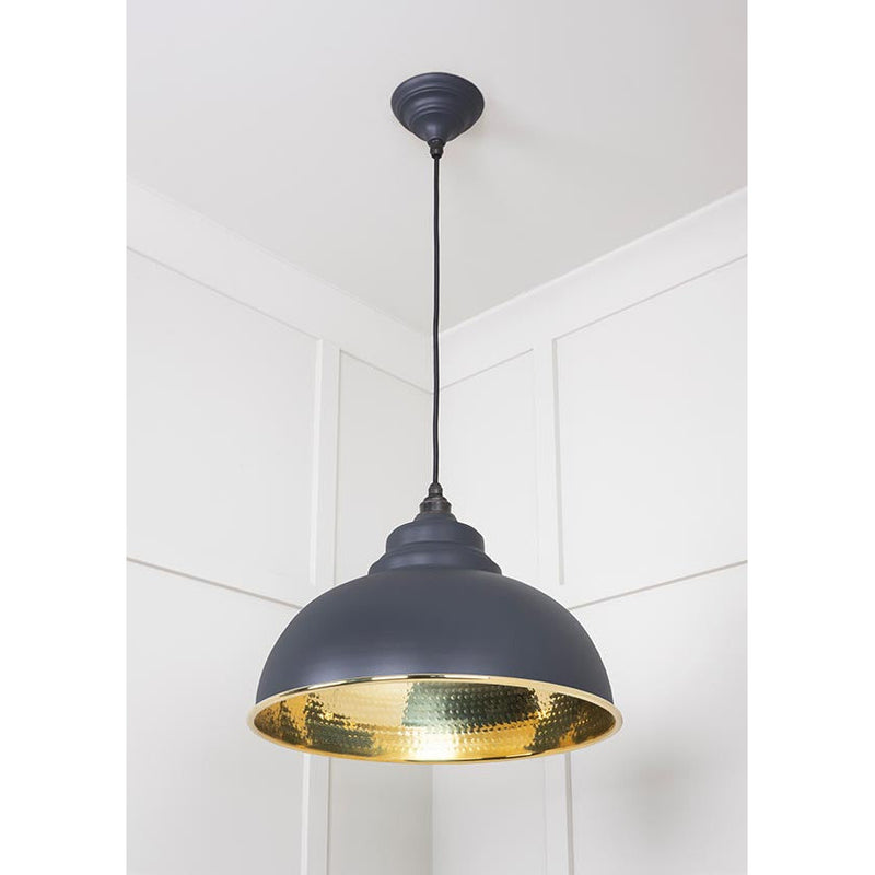 From The Anvil - Harborne Pendant in Slate - Hammered Brass - 49521SL - Choice Handles