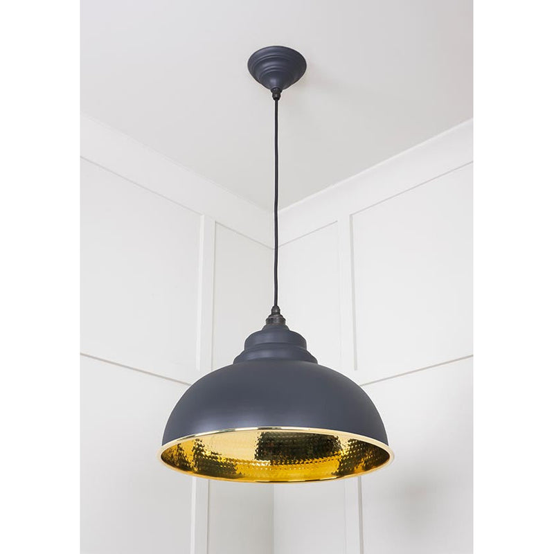 From The Anvil - Harborne Pendant in Slate - Hammered Brass - 49521SL - Choice Handles