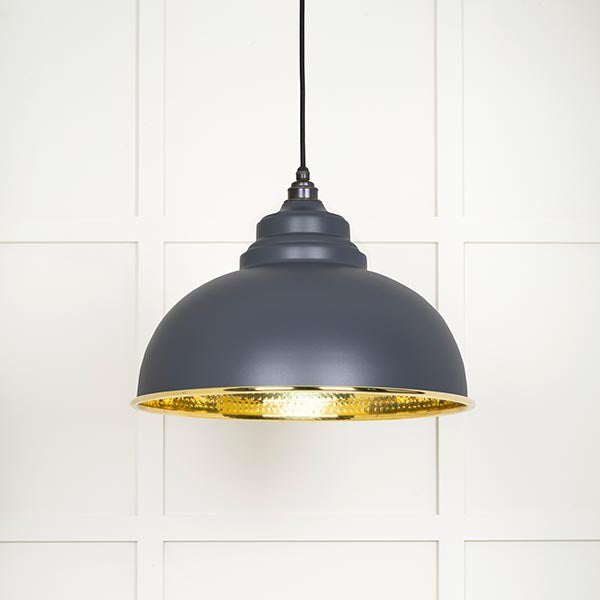 From The Anvil - Harborne Pendant in Slate - Hammered Brass - 49521SL - Choice Handles