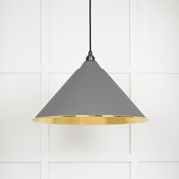 From The Anvil - Hockley Pendant in Bluff - Hammered Brass - 49523BL - Choice Handles