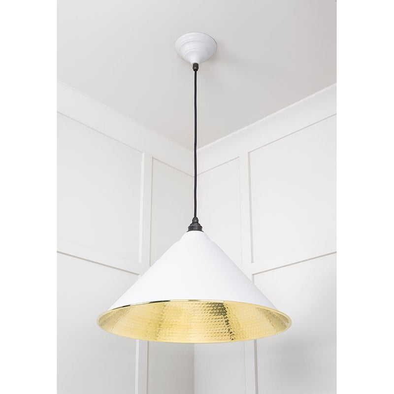 From The Anvil - Hockley Pendant in Flock - Hammered Brass - 49523F - Choice Handles