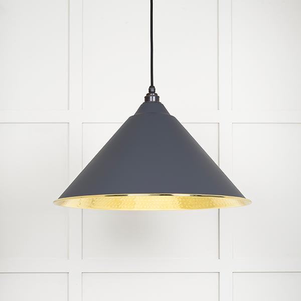 From The Anvil - Hockley Pendant in Slate - Hammered Brass - 49523SL - Choice Handles