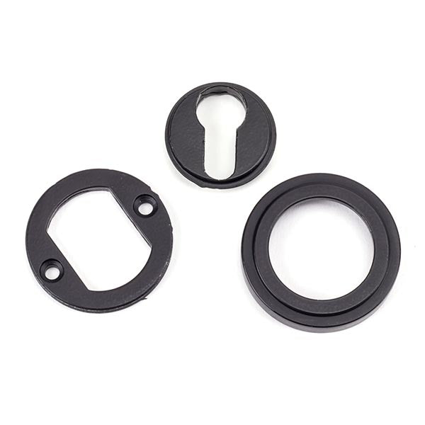 From The Anvil - Round Euro Escutcheon (Art Deco) - Matt Black - 49541 - Choice Handles