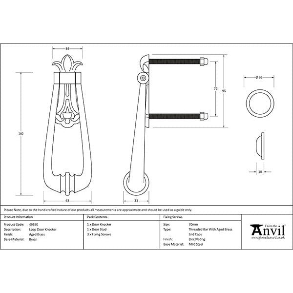 From The Anvil - Loop Door Knocker - Aged Brass - 49550 - Choice Handles