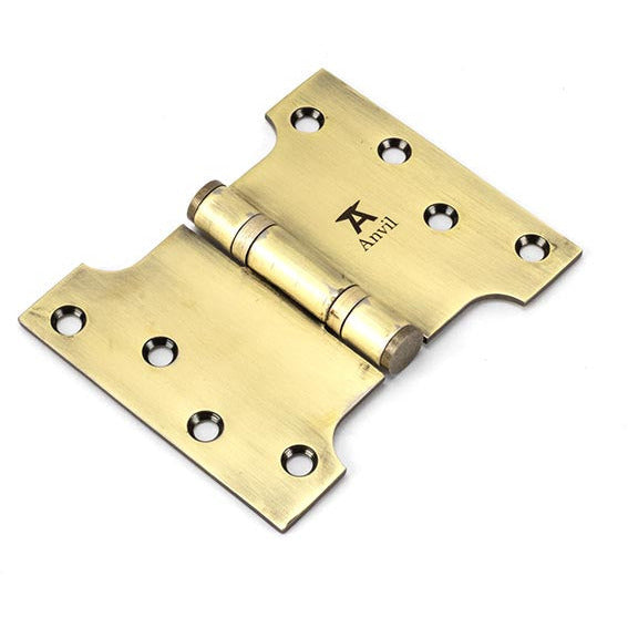 From The Anvil - 4" x 3" x 5"  Parliament Hinge (pair) ss - Aged Brass - 49552 - Choice Handles