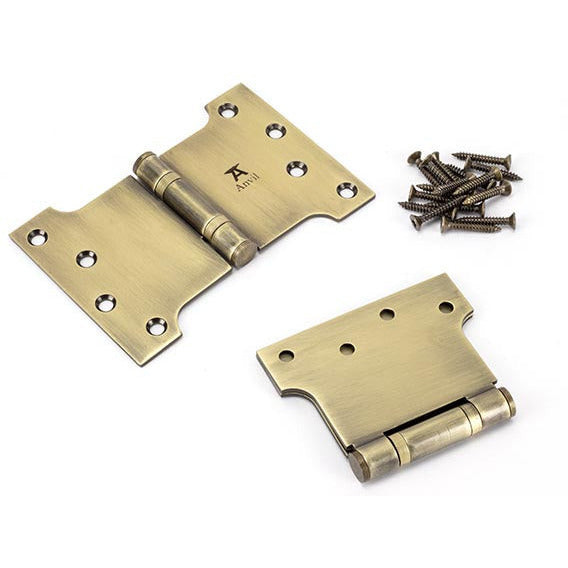 From The Anvil - 4" x 4" x 6"  Parliament Hinge (pair) ss - Aged Brass - 49553 - Choice Handles