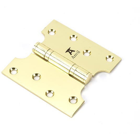 From The Anvil - 4" x 2" x 4"  Parliament Hinge (pair) ss - Polished Brass - 49554 - Choice Handles