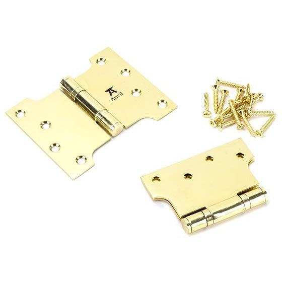 From The Anvil - 4" x 3" x 5"  Parliament Hinge (pair) ss - Polished Brass - 49555 - Choice Handles