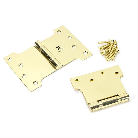 From The Anvil - 4" x 4" x 6"  Parliament Hinge (pair) ss - Polished Brass - 49556 - Choice Handles