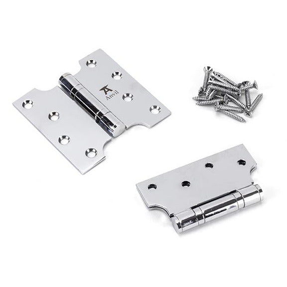 From The Anvil - 4" x 2" x 4"  Parliament Hinge (pair) ss - Polished Chrome - 49557 - Choice Handles