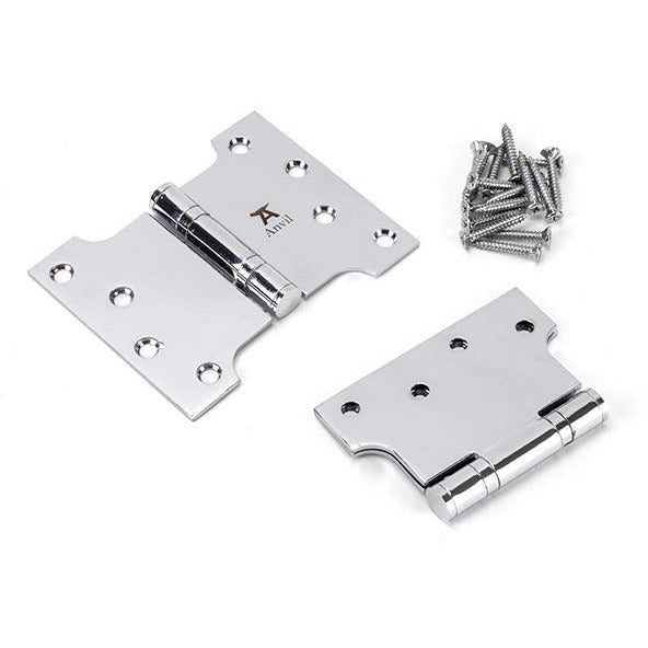 From The Anvil - 4" x 3" x 5"  Parliament Hinge (pair) ss - Polished Chrome - 49558 - Choice Handles