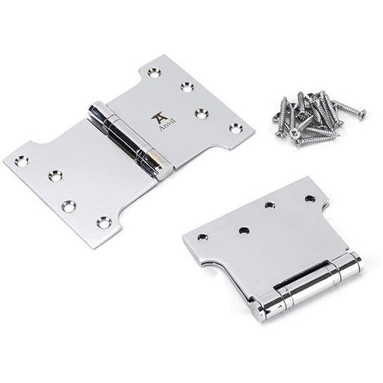 From The Anvil - 4" x 4" x 6"  Parliament Hinge (pair) ss - Polished Chrome - 49559 - Choice Handles