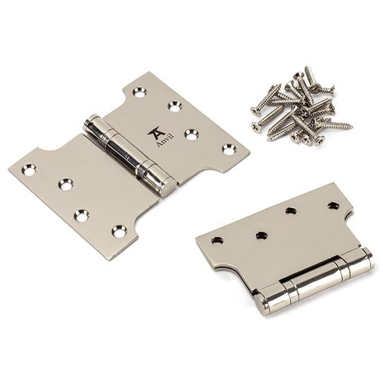 From The Anvil - 4" x 3" x 5"  Parliament Hinge (pair) ss - Polished Nickel - 49564 - Choice Handles