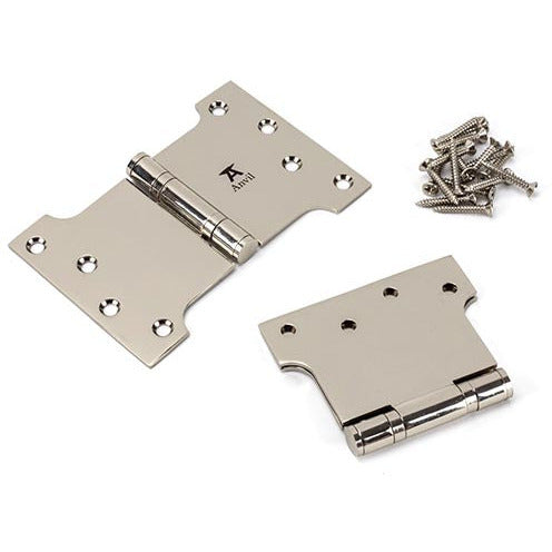 From The Anvil - 4" x 4" x 6"  Parliament Hinge (pair) ss - Polished Nickel - 49565 - Choice Handles