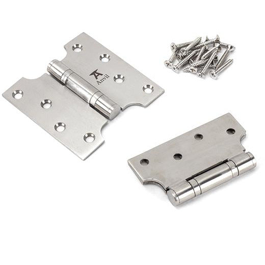 From The Anvil - 4" x 2" x 4"  Parliament Hinge (pair) - Satin Stainless Steel - 49566 - Choice Handles
