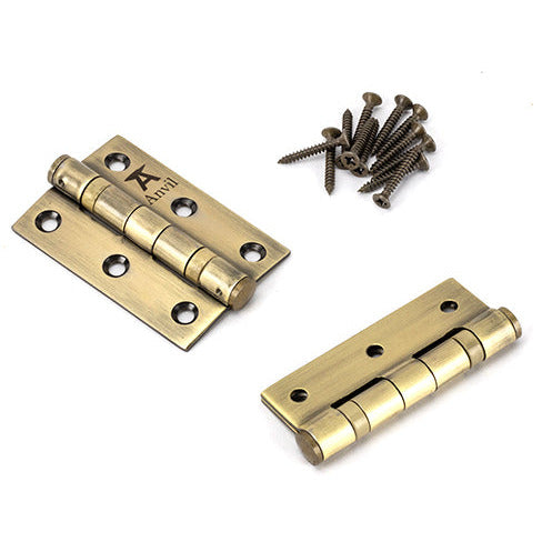 From The Anvil - 3" Ball Bearing Butt Hinge (pair) ss - Aged Brass - 49569 - Choice Handles