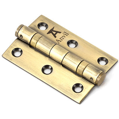 From The Anvil - 3" Ball Bearing Butt Hinge (pair) ss - Aged Brass - 49569 - Choice Handles