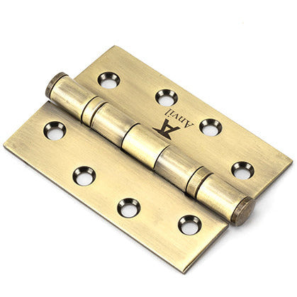 From The Anvil - 4" Ball Bearing Butt Hinge (pair) ss - Aged Brass - 49570 - Choice Handles