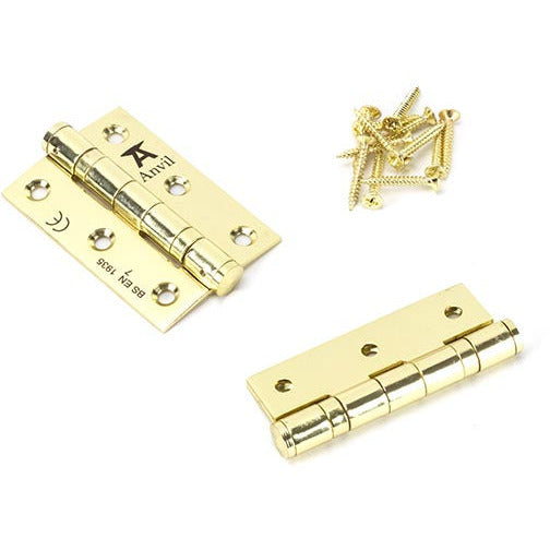 From The Anvil - 3" Ball Bearing Butt Hinge (pair) ss - Polished Brass - 49572 - Choice Handles