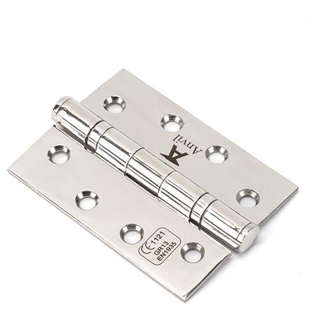 From The Anvil - 4" Ball Bearing Butt Hinge (pair) - Polished Stainless Steel - 49574 - Choice Handles