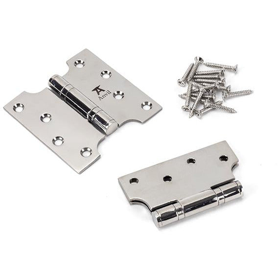 From The Anvil - 4" x 2" x 4"  Parliament Hinge (pair) - Polished Stainless Steel - 49577 - Choice Handles