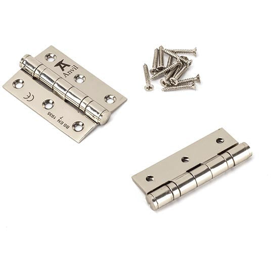 From The Anvil - 3" Ball Bearing Butt Hinge (pair) ss - Polished Nickel - 49581 - Choice Handles