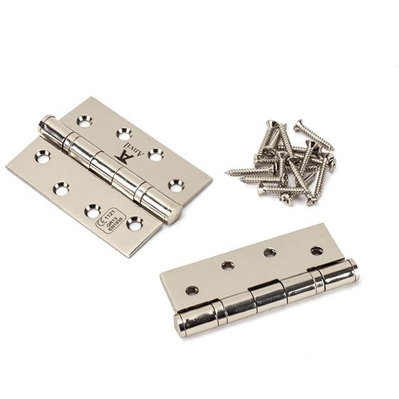 From The Anvil - 4" Ball Bearing Butt Hinge (pair) ss - Polished Nickel - 49582 - Choice Handles