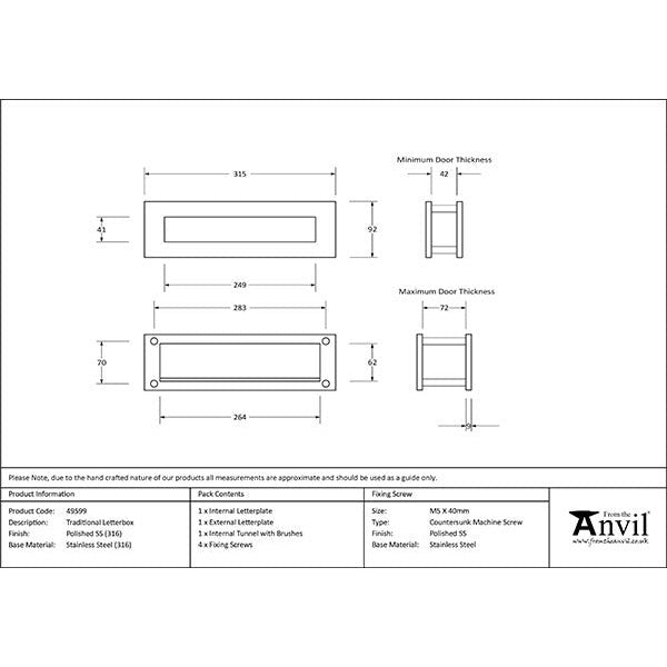 From The Anvil - Traditional Letterbox - Polished Marine SS (316) - 49599 - Choice Handles