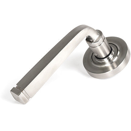 From The Anvil - Avon Round Lever on Rose Set (Plain) - Satin Marine SS (316) - 49848 - Choice Handles