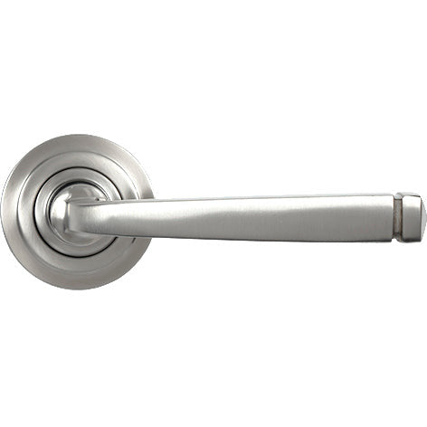 From The Anvil - Avon Round Lever on Rose Set (Art Deco) - Satin Marine SS (316) - 49849 - Choice Handles