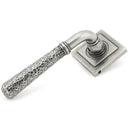 From The Anvil  - Hammered Newbury Lever on Rose Set (Square) - Unsprung - Pewter Patina - 49992 - Choice Handles
