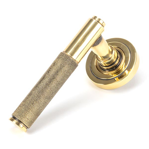 From The Anvil - Brompton Lever on Rose Set (Art Deco) - Unsprung - Aged Brass - 49994 - Choice Handles