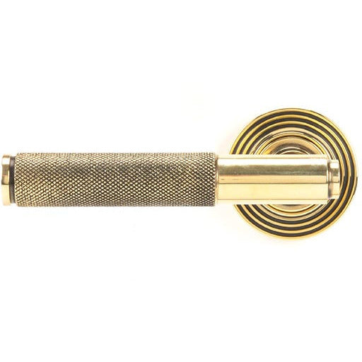 From The Anvil - Brompton Lever on Rose Set (Beehive) - Unsprung - Aged Brass - 49995 - Choice Handles